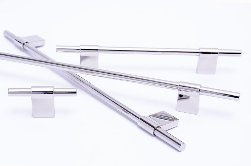 Line Polished Stainless Steel Cabinet Knobs and Drawer Pulls - Brass Cabinet Hardware