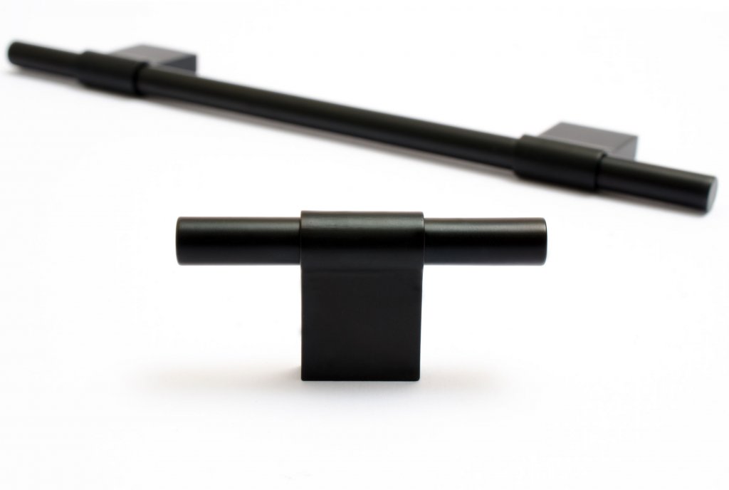 Line Matte Black Cabinet Knobs and Drawer Pulls - Brass Cabinet Hardware