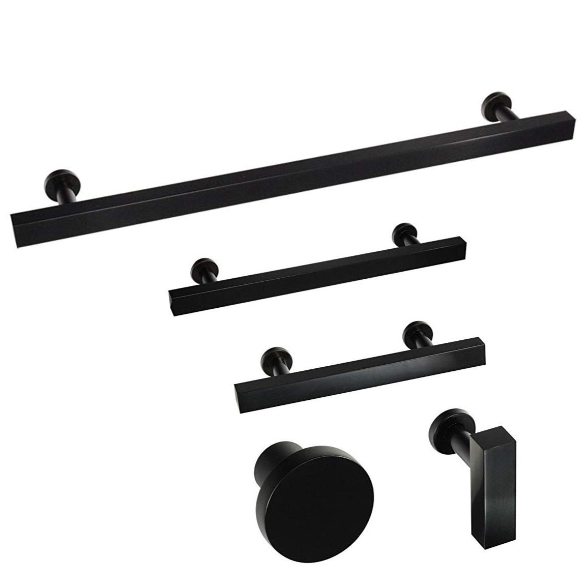 European T-Bar Matte Black Knobs and Drawer Pulls - Brass Cabinet Hardware