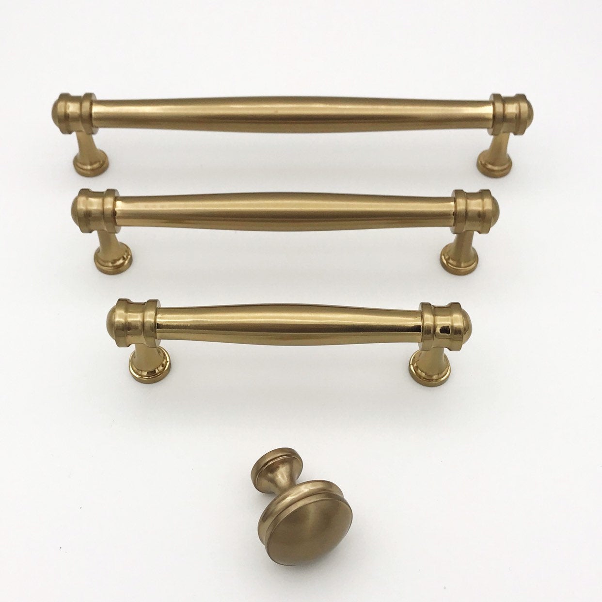 Champagne Bronze "Mist" Drawer Pulls and Knob - Brass Cabinet Hardware