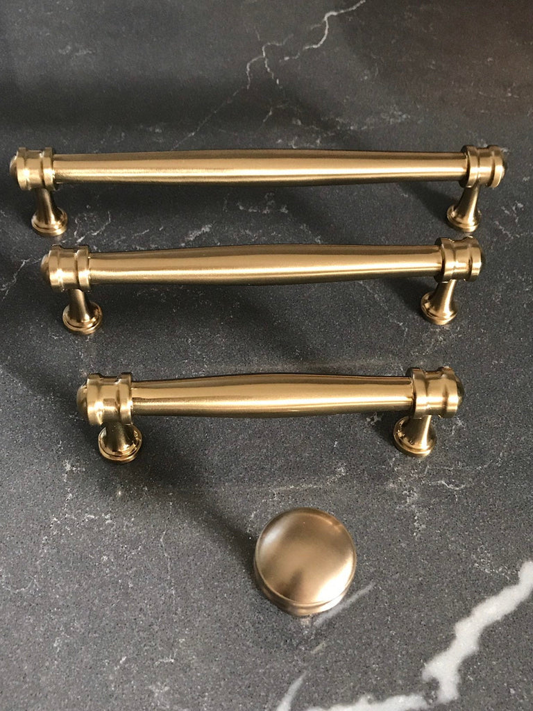 Champagne Bronze "Mist" Drawer Pulls and Knob - Brass Cabinet Hardware 