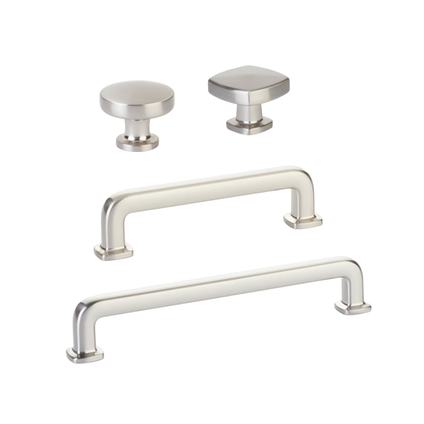 Satin Nickel "Elegance" Drawer Pulls and Cabinet Knobs - Forge Hardware Studio