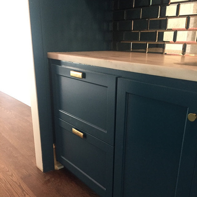 Rectangular Drawer  "Roman" Pulls in Antique Brass - Brass Cabinet Hardware