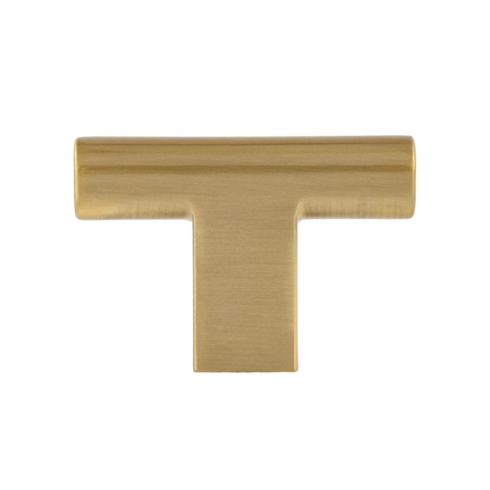 Satin Brass "Summer" T-Knob Drawer Cabinet Knob - Brass Cabinet Hardware