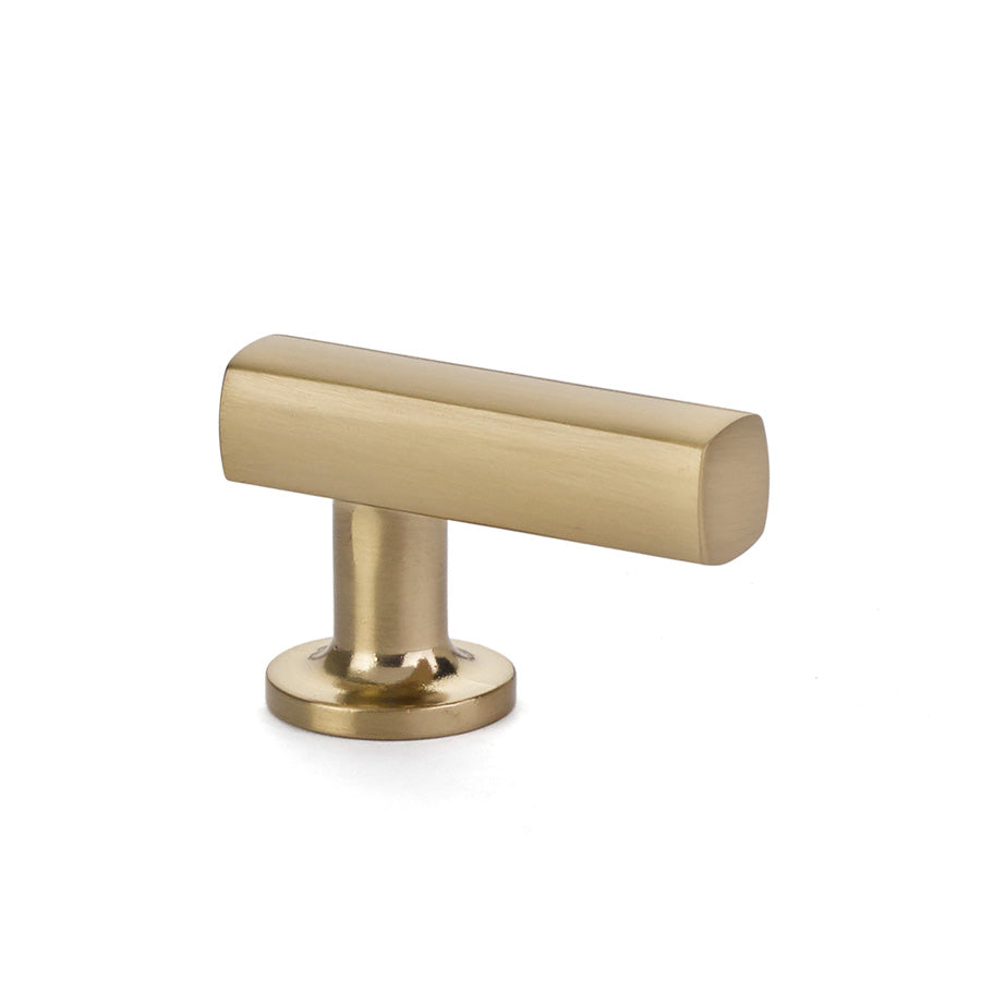 T-Bar "Geo" Cabinet Knobs and Drawer Pulls in Satin Brass - Forge Hardware Studio