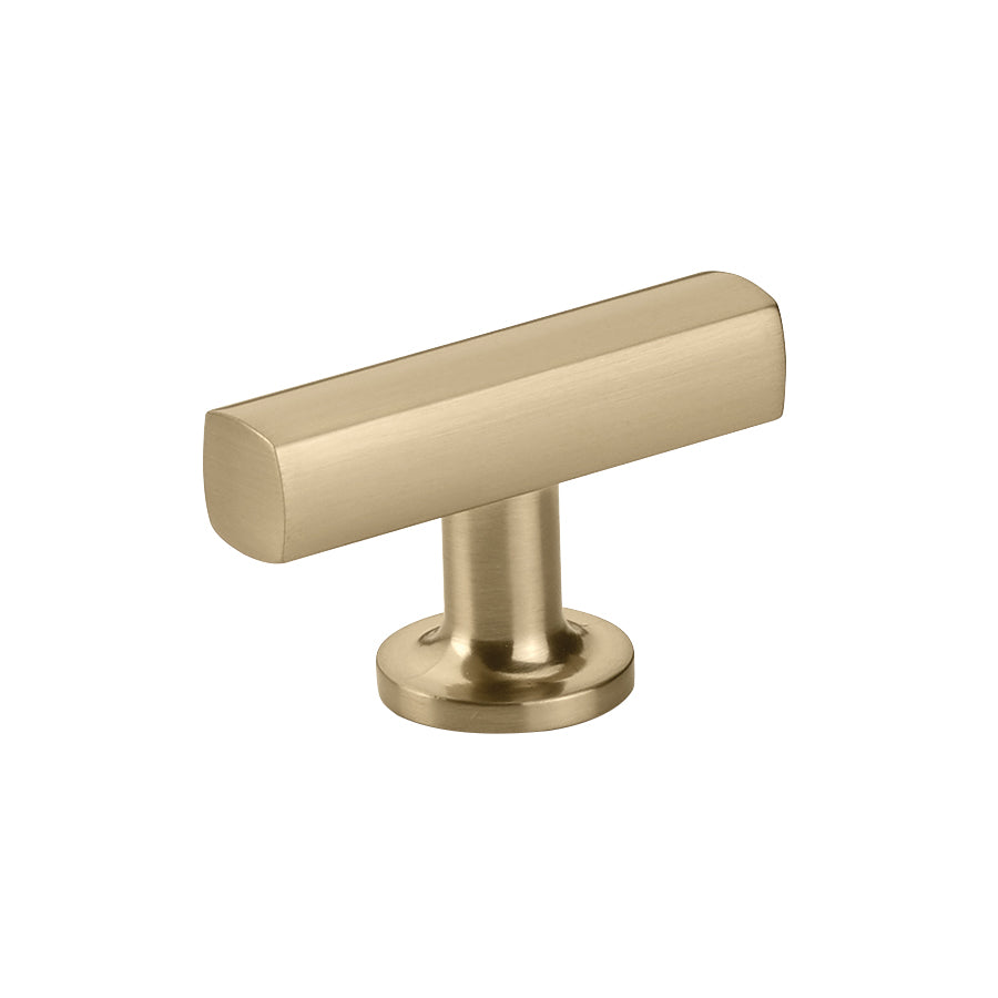 T-Bar "Geo" Cabinet Knobs and Drawer Pulls in Satin Brass - Forge Hardware Studio