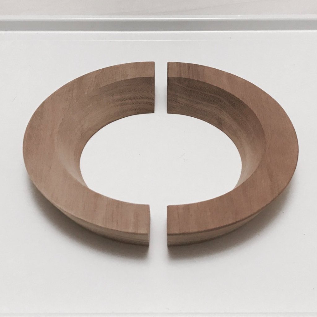 Wood Drawer Pull - Mid-century Modern Semi-Circle Wood Handles - Brass Cabinet Hardware