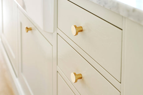 unlacquered brass round cabinet knobs