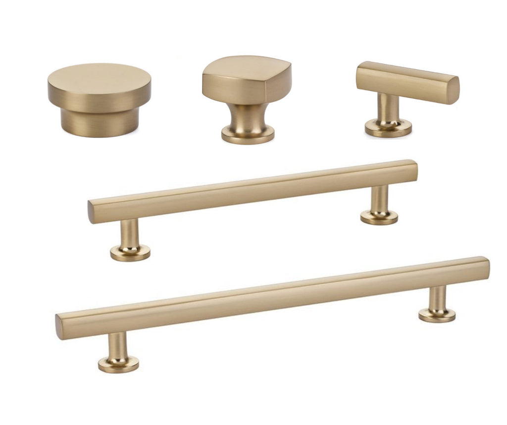 Satin Brass modern geo drawer handles 