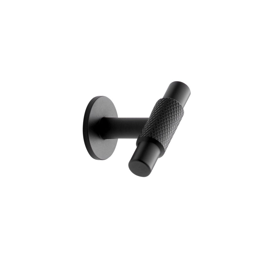 Knurled Backplate "Manor" Matte Black Cabinet Knobs and Drawer Pulls - Forge Hardware Studio