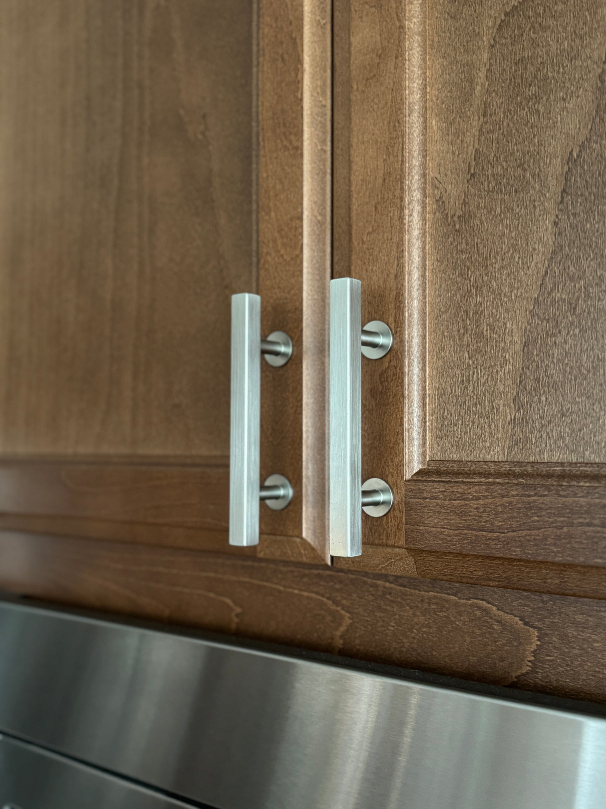 Lew's Square Bar Cabinet Knobs and Pulls in Brushed Nickel - Forge Hardware Studio