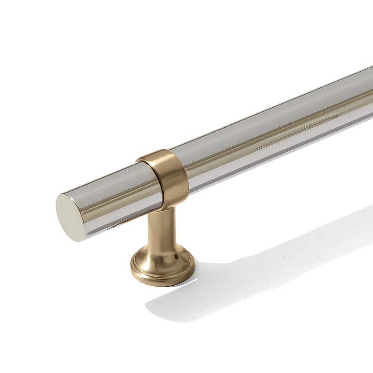 Smooth T-Bar "Contemporary" Champagne Bronze and Polished Nickel Knobs and Pulls
