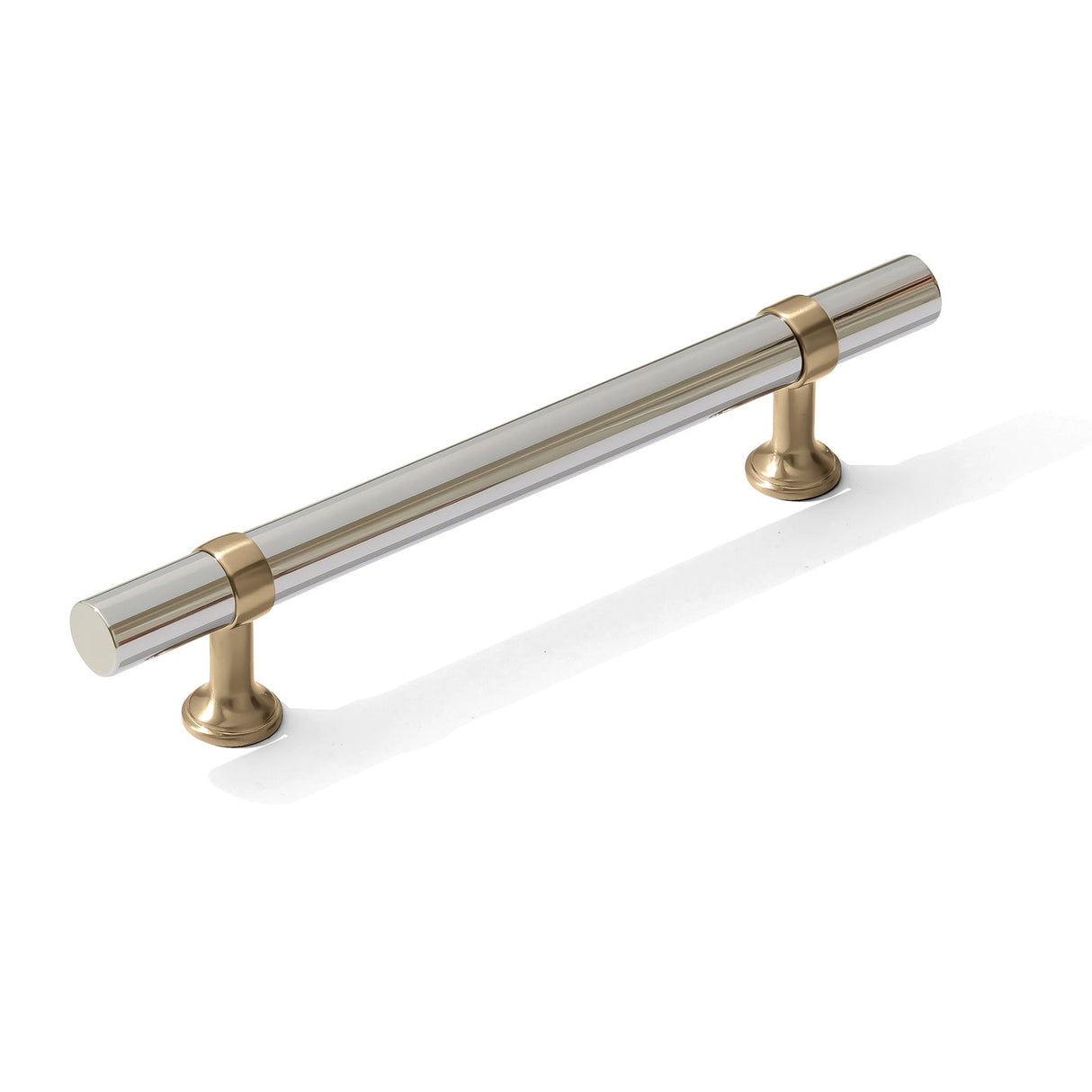 Smooth T-Bar "Contemporary" Champagne Bronze and Polished Nickel Knobs and Pulls