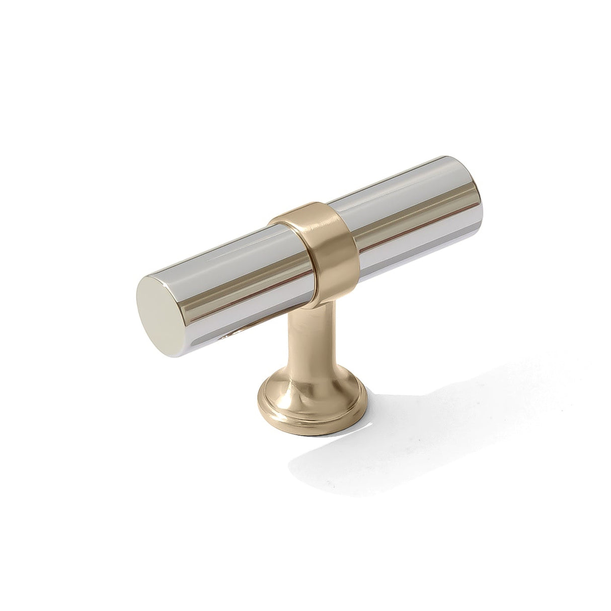 Smooth T-Bar "Contemporary" Champagne Bronze and Polished Nickel Knobs and Pulls