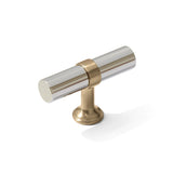 Smooth T-Bar "Contemporary" Champagne Bronze and Polished Nickel Knobs and Pulls