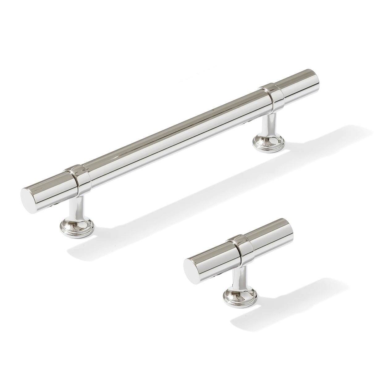 Smooth T-Bar "Contemporary" Polished Chrome Knobs and Pulls