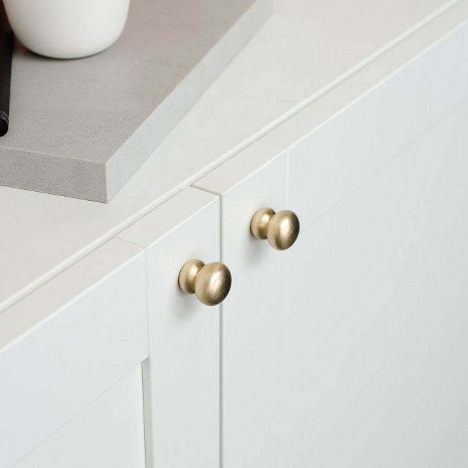 Round Brushed Brass "Buoy" Cabinet Knob