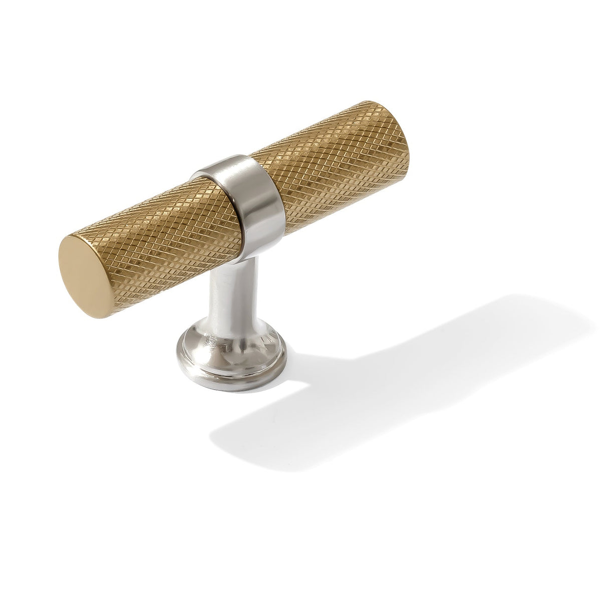 Knurled T-Bar "Contemporary" Satin Nickel and Champagne Bronze Knobs and Pulls