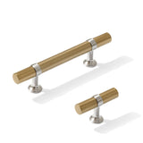 Knurled T-Bar "Contemporary" Satin Nickel and Champagne Bronze Knobs and Pulls