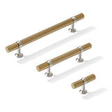 Knurled T-Bar "Contemporary" Satin Nickel and Champagne Bronze Knobs and Pulls