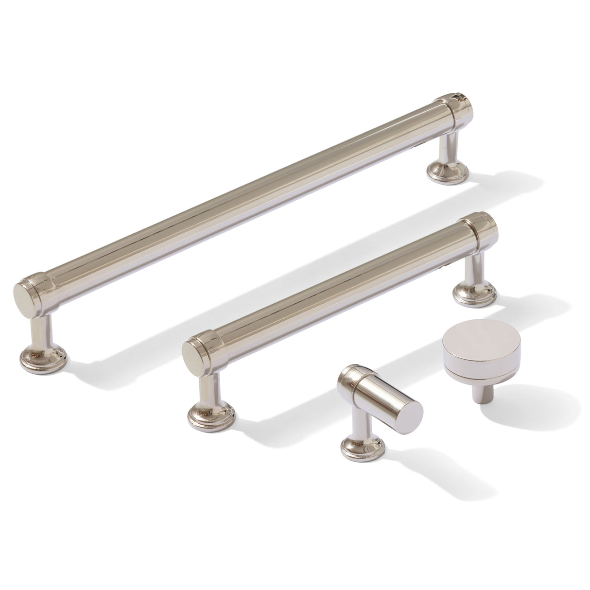 Smooth Polished Nickel "Transitional" Cabinet Knobs and Drawer Pulls