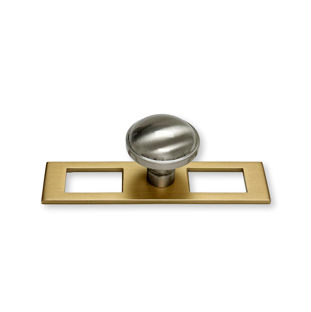Champagne Bronze and Satin Nickel Industrial Modern Pulls and Knob with Backplate - Forge Hardware Studio