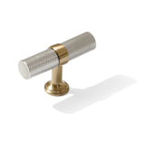 Knurled T-Bar "Contemporary" Champagne Bronze and Satin Nickel Knobs and Pulls