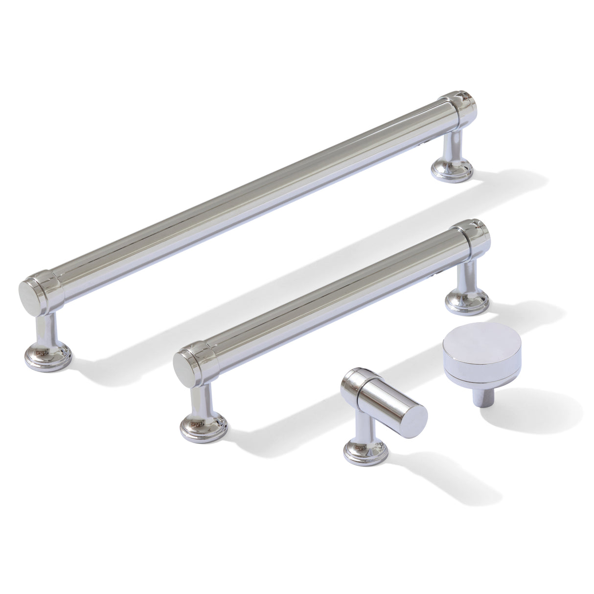 Smooth Polished Chrome "Transitional" Cabinet Knobs and Drawer Pulls