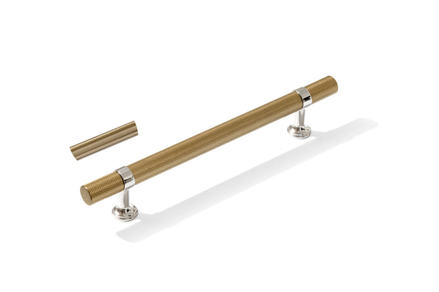 Knurled T-Bar "Contemporary" Polished Nickel and Champagne Bronze Knobs and Pulls - Forge Hardware Studio