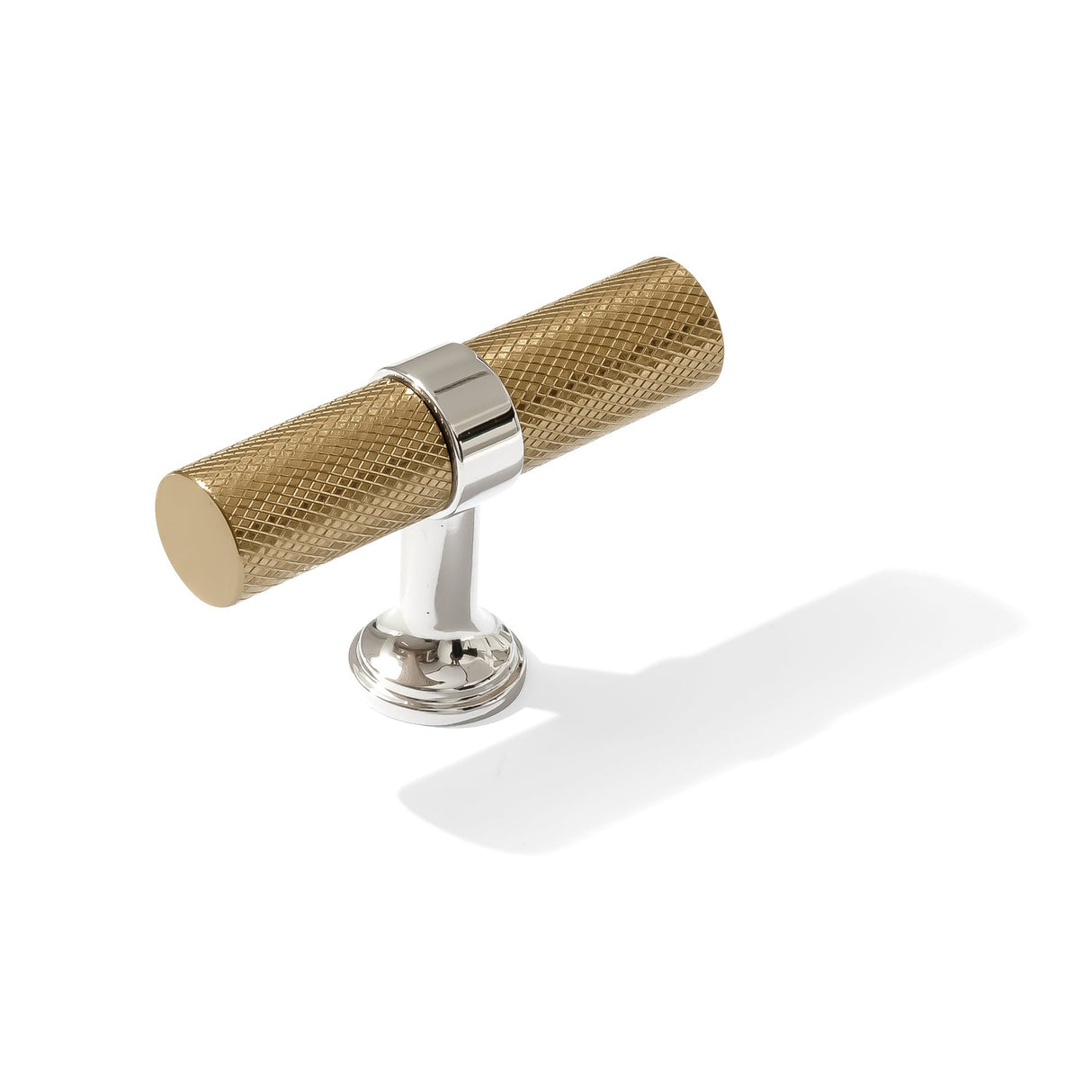 Knurled T-Bar "Contemporary" Polished Nickel and Champagne Bronze Knobs and Pulls