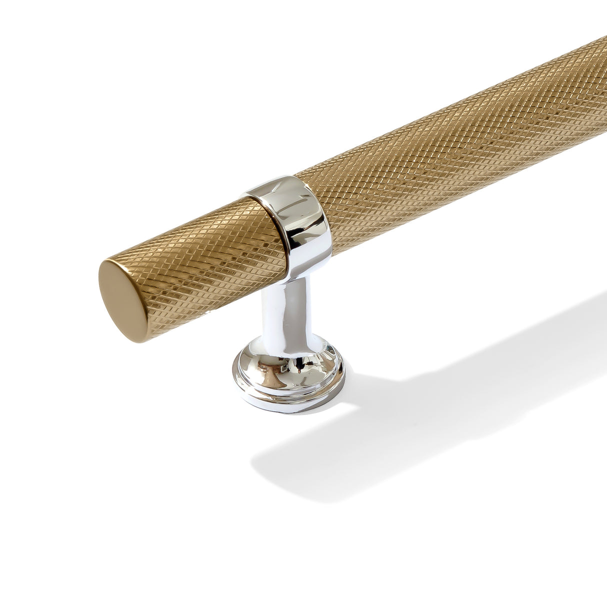 Knurled T-Bar "Contemporary" Polished Nickel and Champagne Bronze Knobs and Pulls