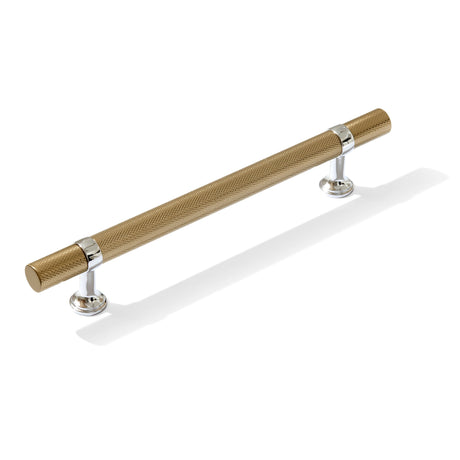 Knurled T-Bar "Contemporary" Polished Chrome and Champagne Bronze Knobs and Pulls
