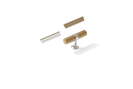 Knurled T-Bar "Contemporary" Polished Chrome and Champagne Bronze Knobs and Pulls - Forge Hardware Studio
