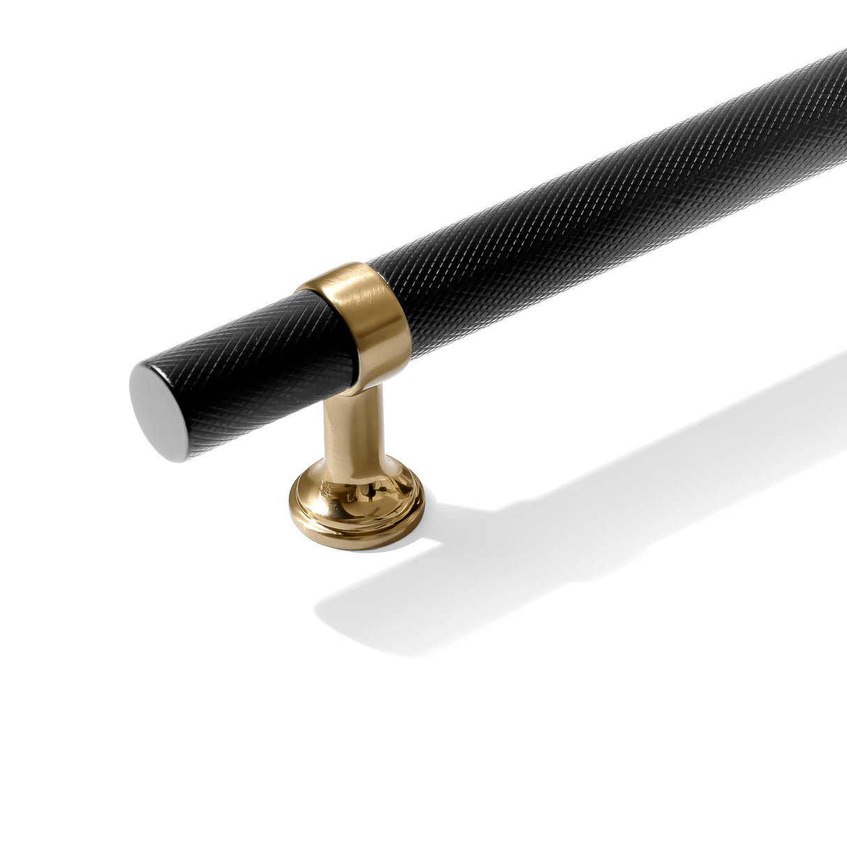 Knurled T-Bar "Contemporary" Champagne Bronze and Matte Black Knobs and Pulls