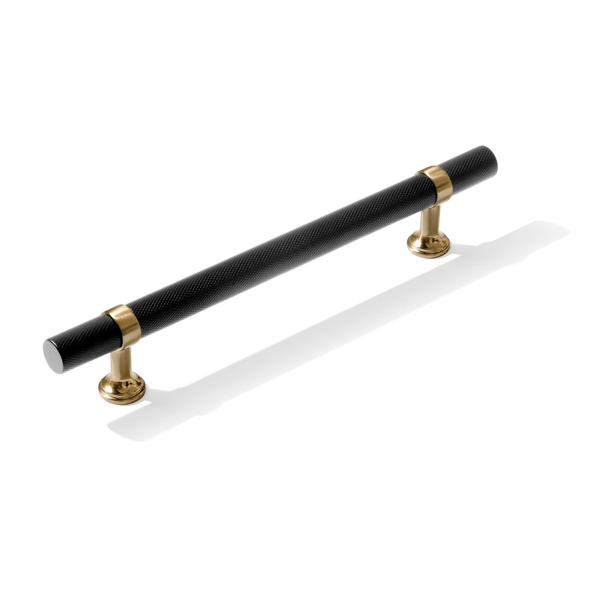 Knurled T-Bar "Contemporary" Champagne Bronze and Matte Black Knobs and Pulls