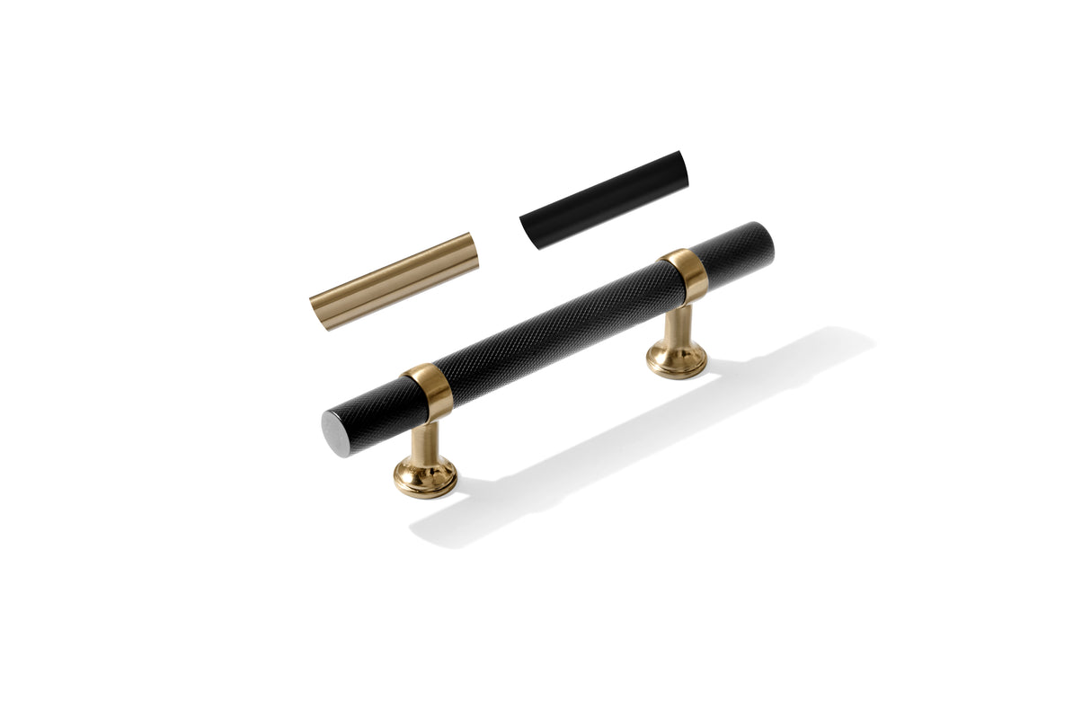 Knurled T-Bar "Contemporary" Champagne Bronze and Matte Black Knobs and Pulls - Forge Hardware Studio