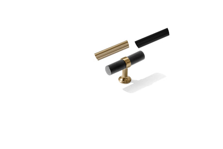 Knurled T-Bar "Contemporary" Champagne Bronze and Matte Black Knobs and Pulls - Forge Hardware Studio