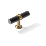 Knurled T-Bar "Contemporary" Champagne Bronze and Matte Black Knobs and Pulls