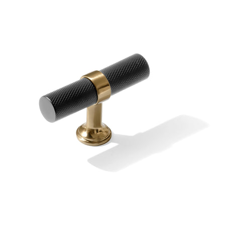 Knurled T-Bar "Contemporary" Champagne Bronze and Matte Black Knobs and Pulls