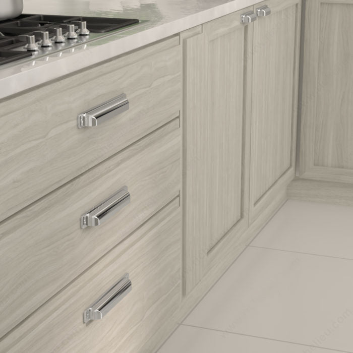 Square Cup "Kira" Polished Chrome Drawer Pulls