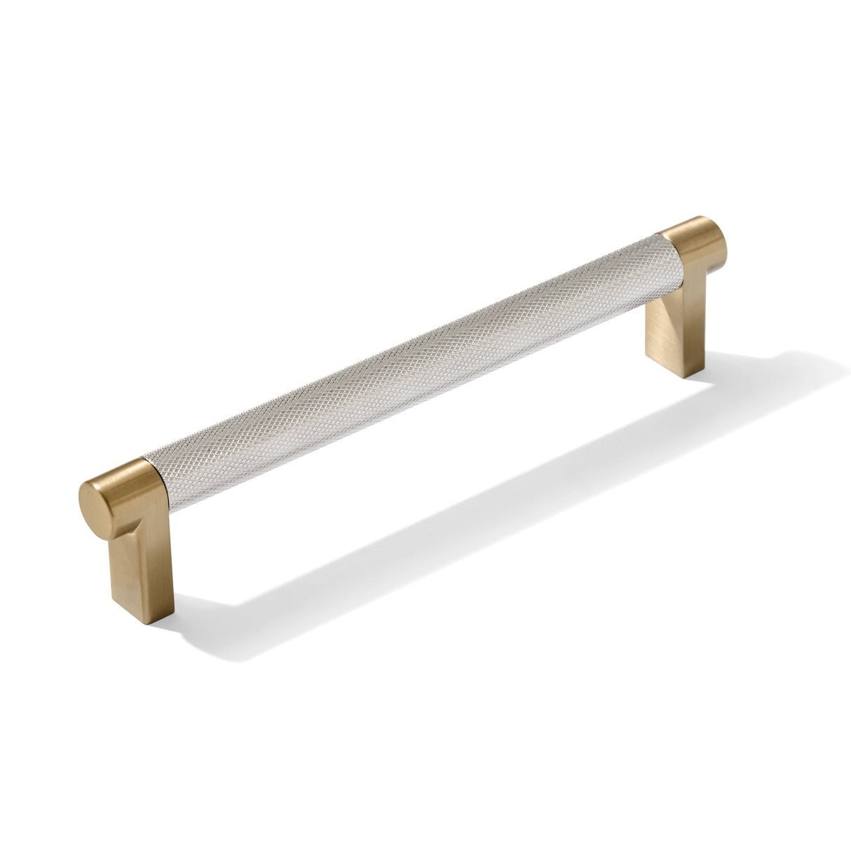 Knurled Champagne Bronze and Polished Chrome Knobs and Pulls