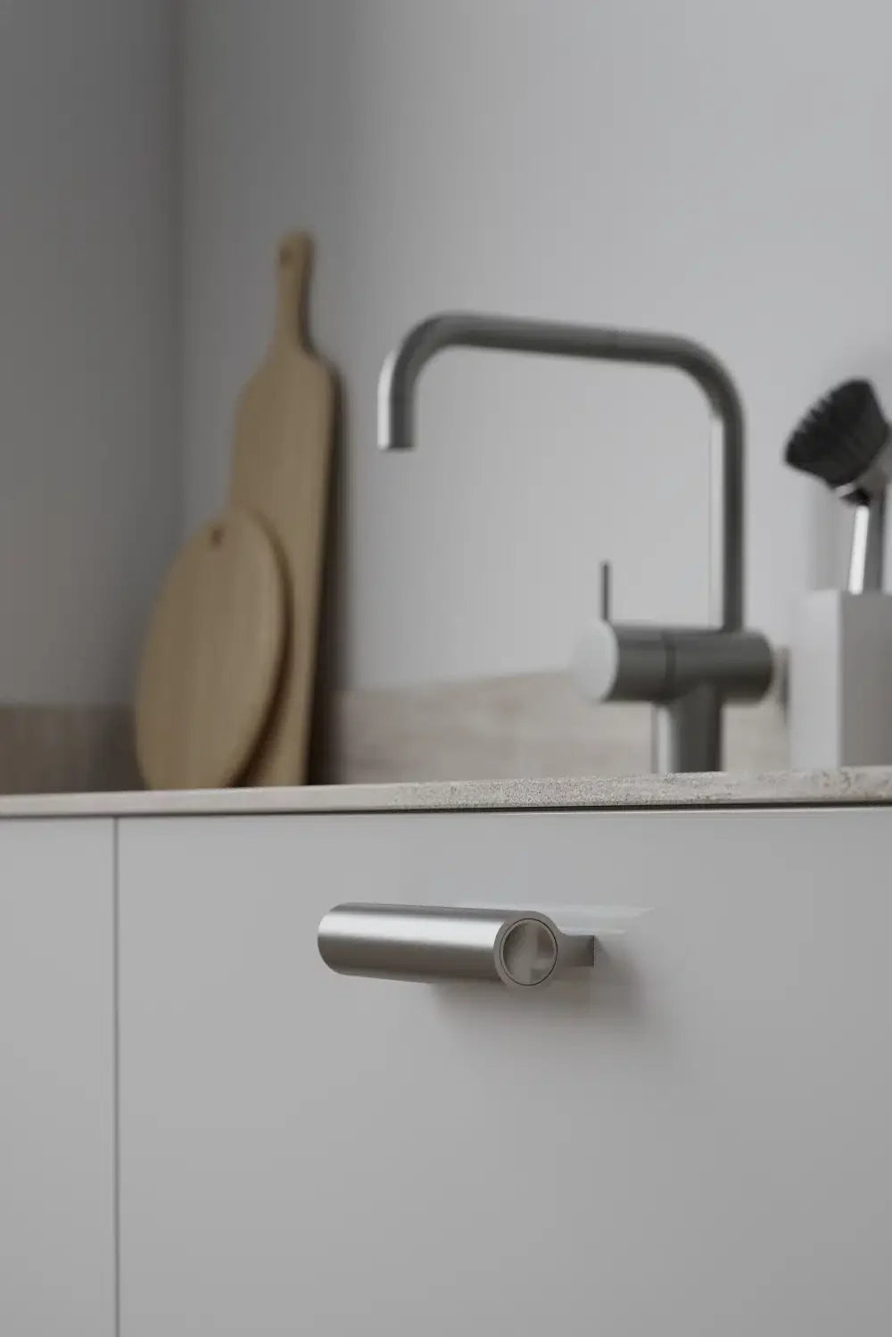 Matte Nickel "Lucente" Tubular Drawer Pulls - Euro • Knobs