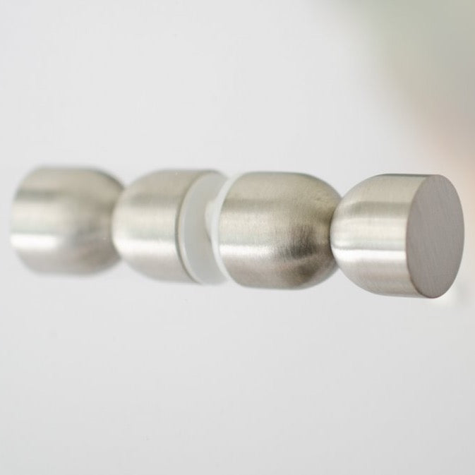 Glass Shower "Double Cup" Round Brushed Nickel Back to Back Door Knob - Forge Hardware Studio