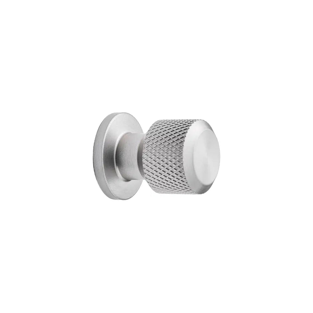 Brushed Stainless "Manor" Knurled Cabinet Knobs and Drawer Pulls