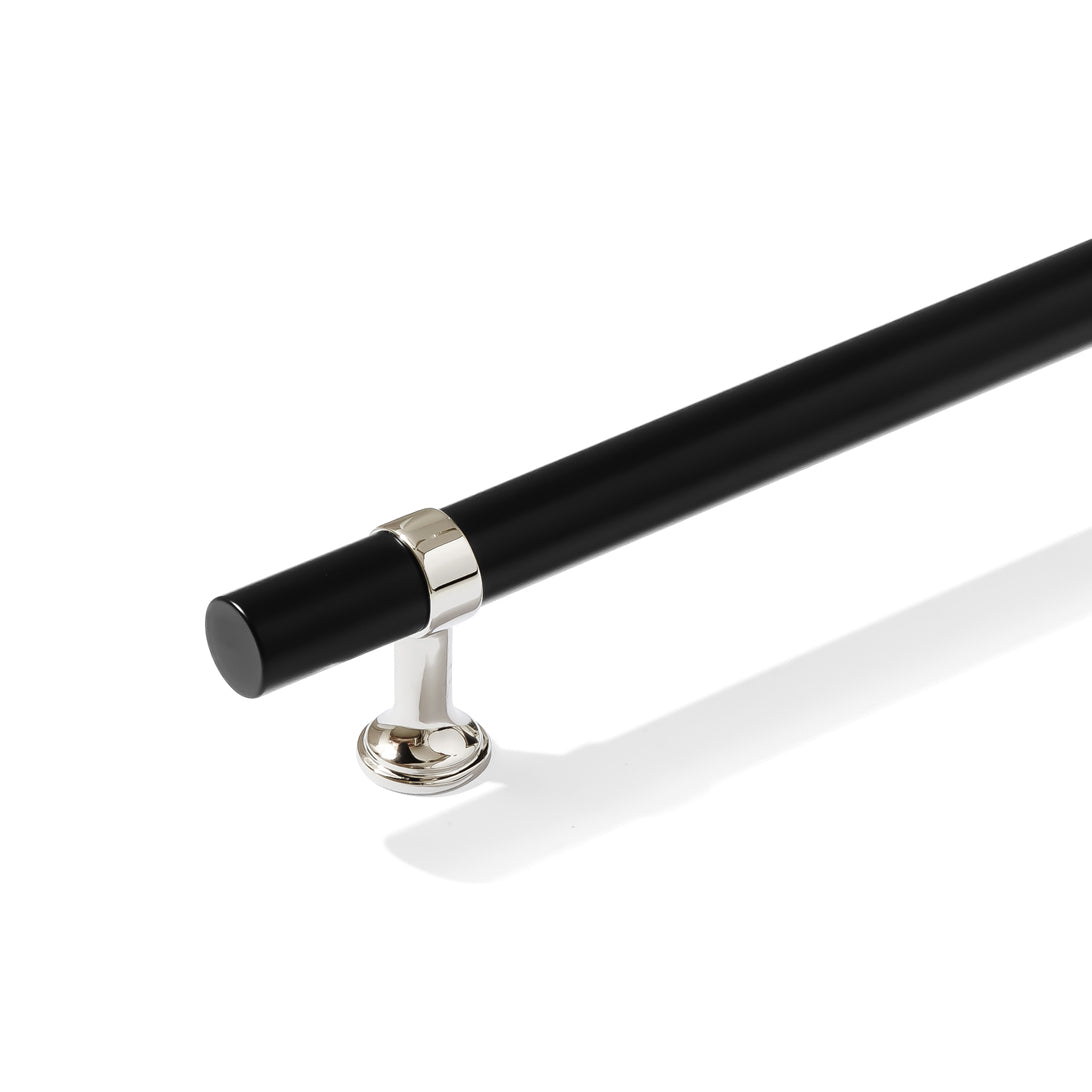 Polished Nickel and Matte Black Smooth "Contemporary" Glass Shower Door Handles - Forge Hardware Studio