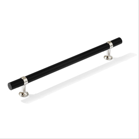 Smooth T-Bar "Contemporary" Polished Nickel and Matte Black Knobs and Pulls