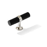 Black and silver door handle on a white background