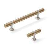 Smooth T-Bar "Contemporary" Polished Nickel and Champagne Bronze Knobs and Pulls