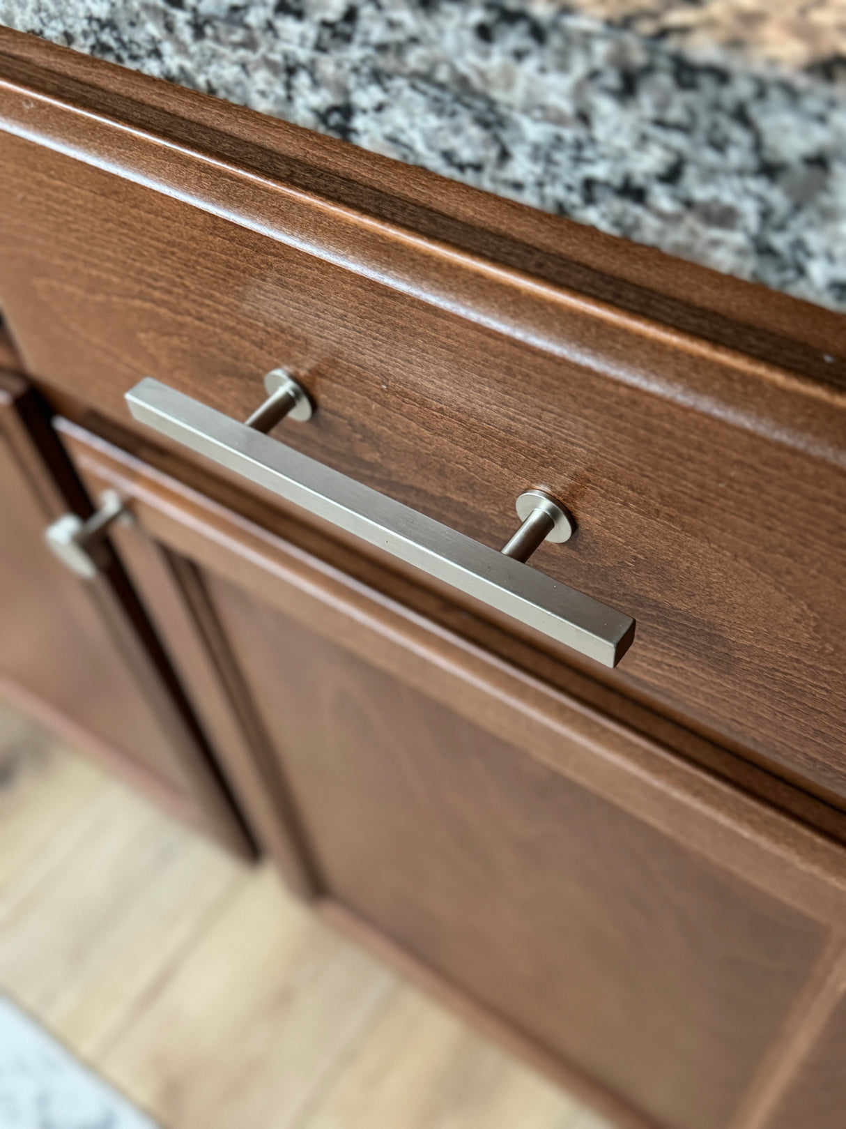 Lew's Square Bar Cabinet Knobs and Pulls in Brushed Nickel - Forge Hardware Studio