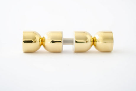 Glass Shower "Double Cup" Round Polished Brass Back to Back Door Knob - Forge Hardware Studio